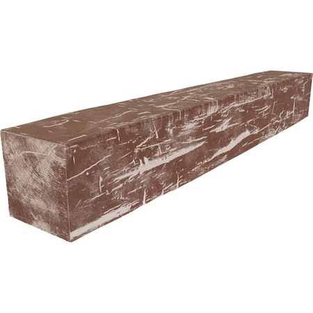 Hand Hewn Faux Wood Fireplace Mantel, Vintage Pecan, 4H X 4D X 36W